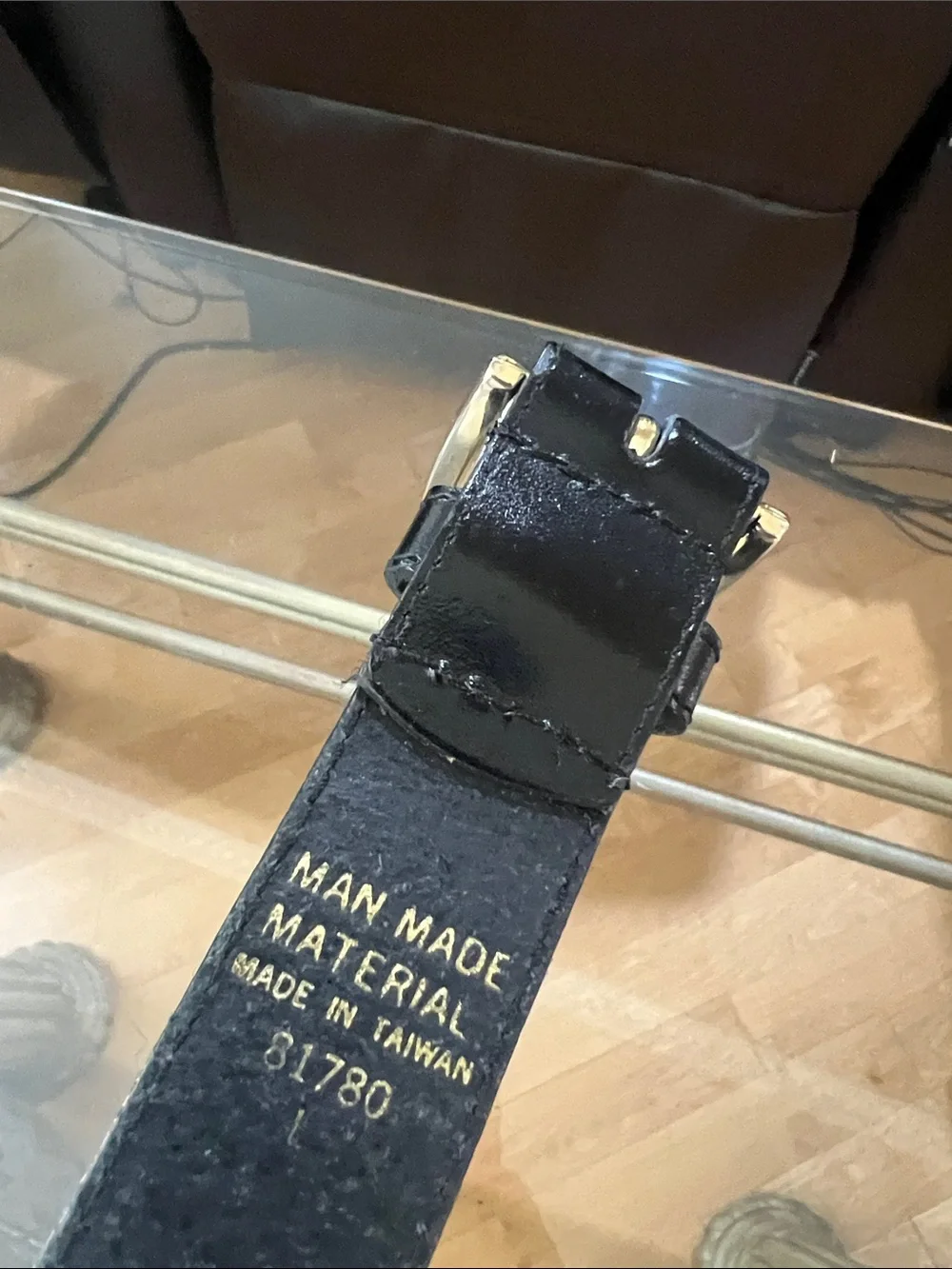 Men's Black  Belt with Gold Chain Detail